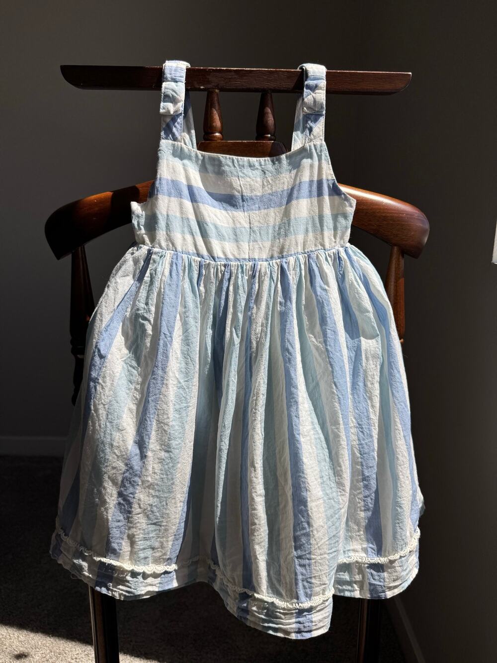 Sigrid Olsen Kids Blue White Striped Cotton Dress Sz 5 Girls Summer Coastal